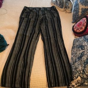 Black striped linen pants